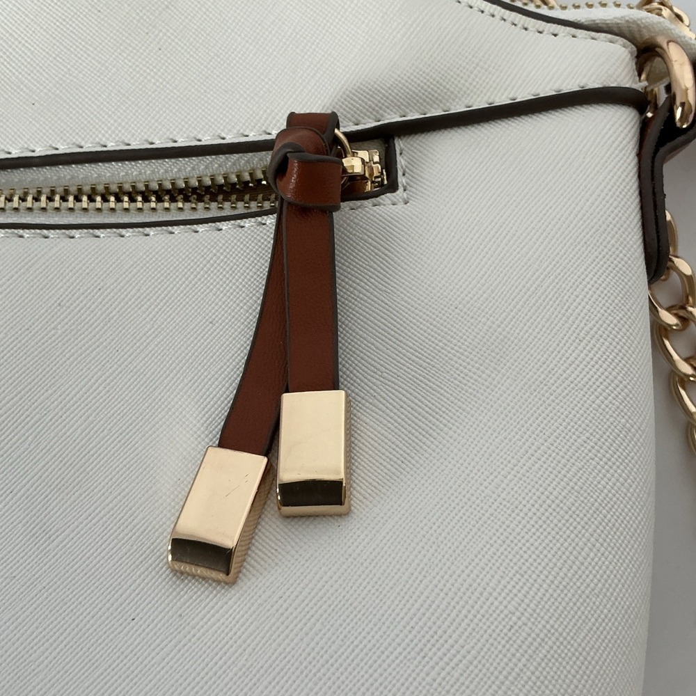 Anne Klein Crossbody‎ Bag Cream Brown Colorblock Chain Strap - Picture 3 of 13